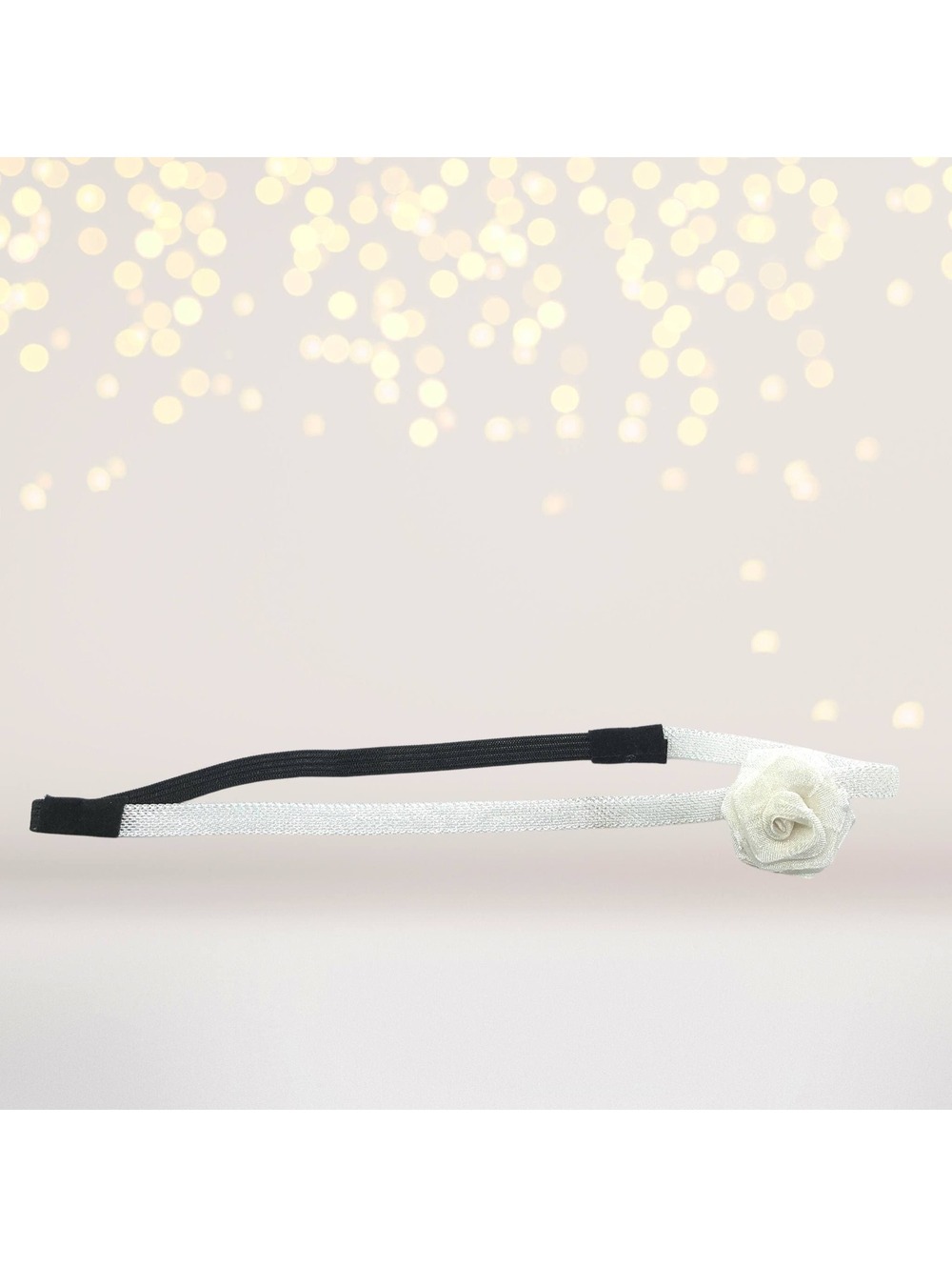 Silver Glistening Rose Headband
